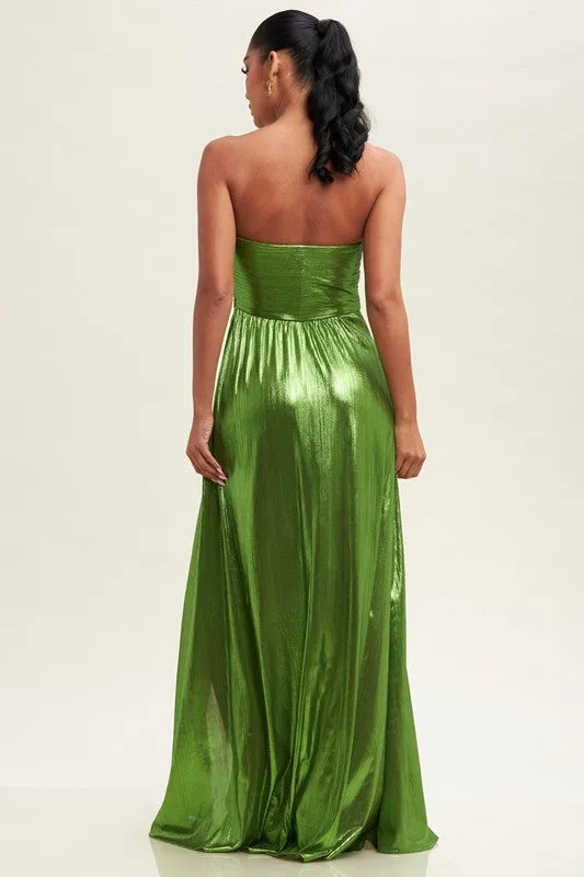 Ainsley Metallic Dress - Olive