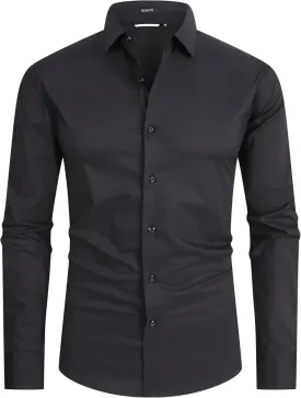 Alex Vando Mens Dress Shirt Easy Care Slim Fit Long Sleeve Cotton Stretch Button Down Shirt