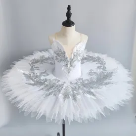 Ballet Tutu Girls White Stiff Tulle Pancake Professional Stage Costume