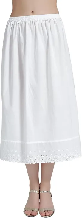 BEAUTELICATE Half Slip Skirt Extender with Lace Embroidery 100% Cotton Vintage Underskirt