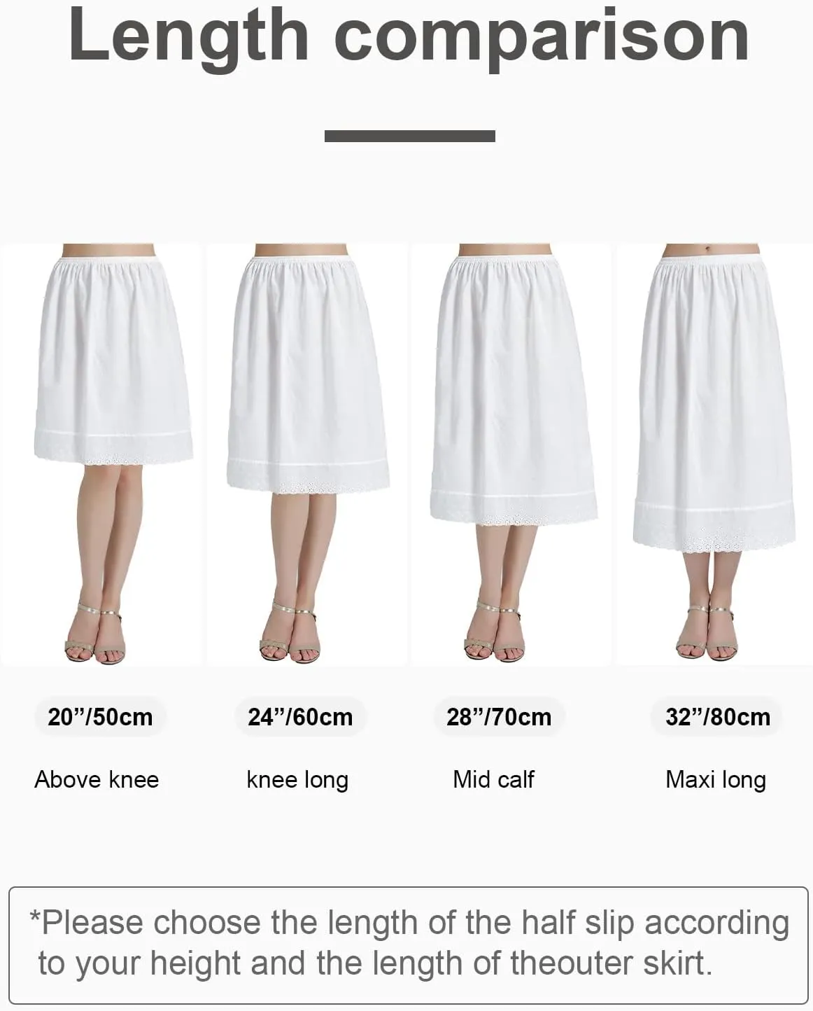 BEAUTELICATE Half Slip Skirt Extender with Lace Embroidery 100% Cotton Vintage Underskirt