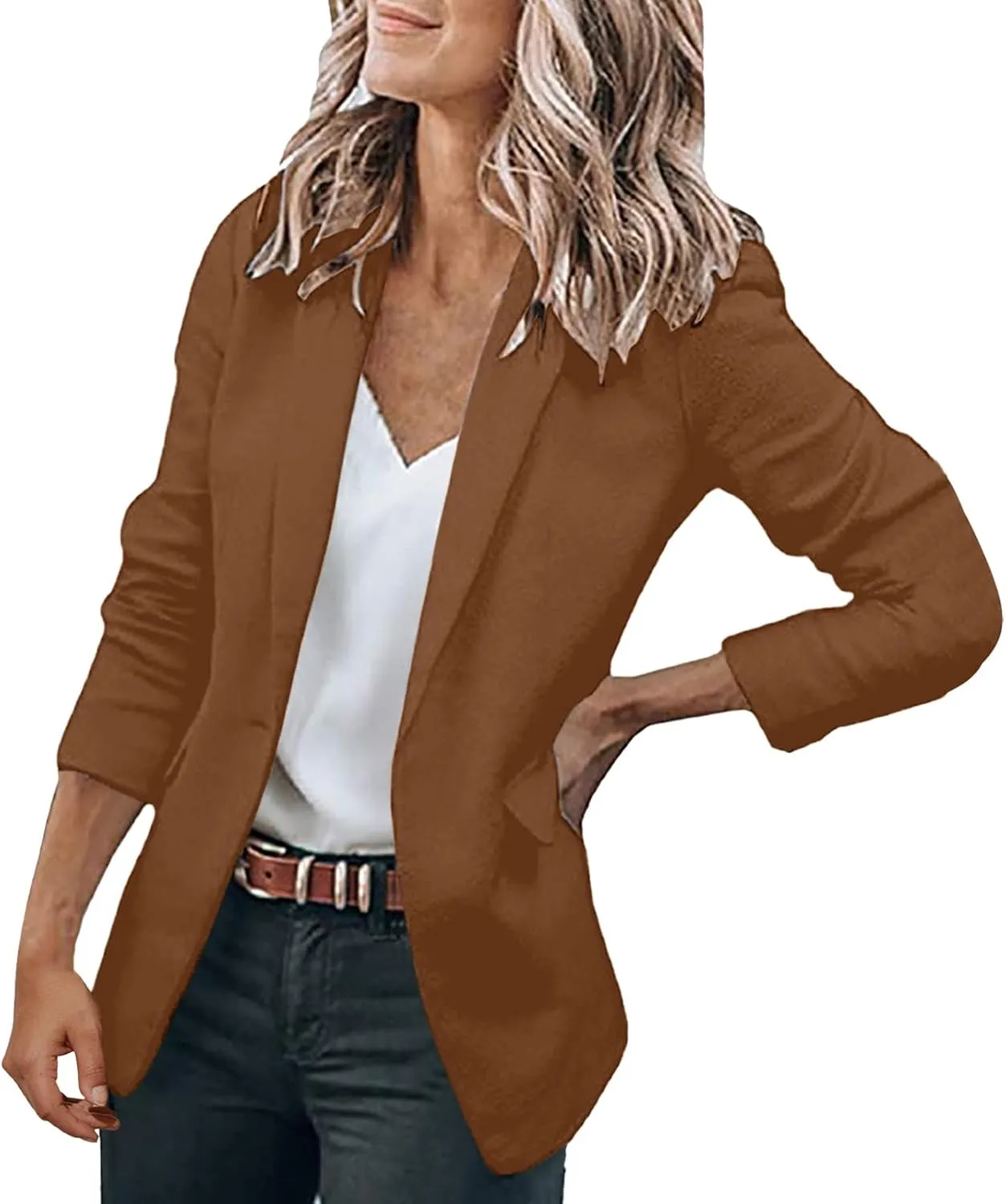 Blazer Jackets Women Open Front Suit Coats Long Sleeve Casual Work Office Blazers 2024 Trendy Business Dress Cardigan