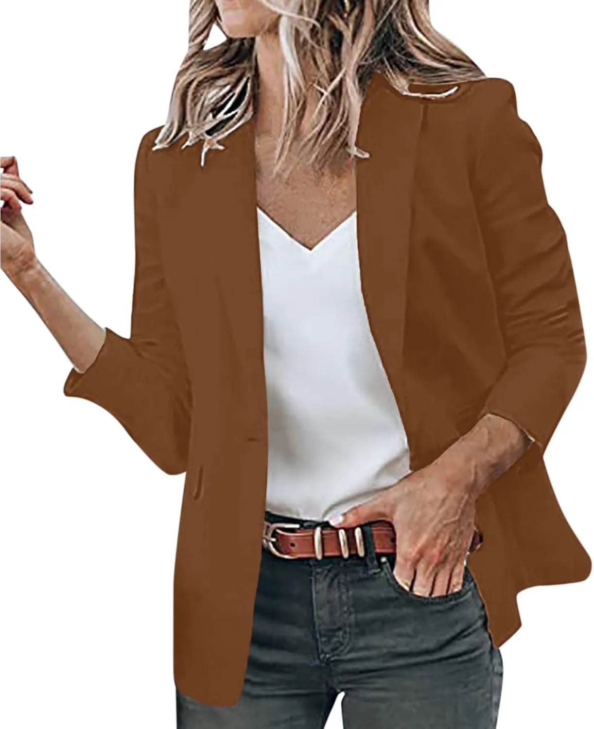 Blazer Jackets Women Open Front Suit Coats Long Sleeve Casual Work Office Blazers 2024 Trendy Business Dress Cardigan