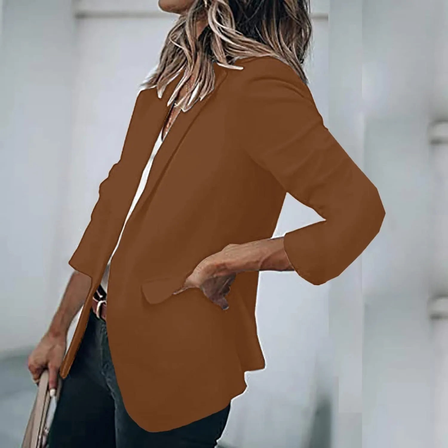 Blazer Jackets Women Open Front Suit Coats Long Sleeve Casual Work Office Blazers 2024 Trendy Business Dress Cardigan