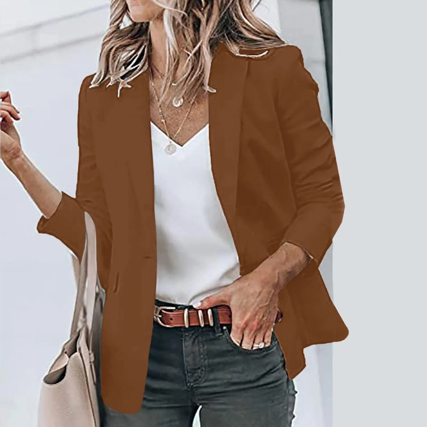 Blazer Jackets Women Open Front Suit Coats Long Sleeve Casual Work Office Blazers 2024 Trendy Business Dress Cardigan