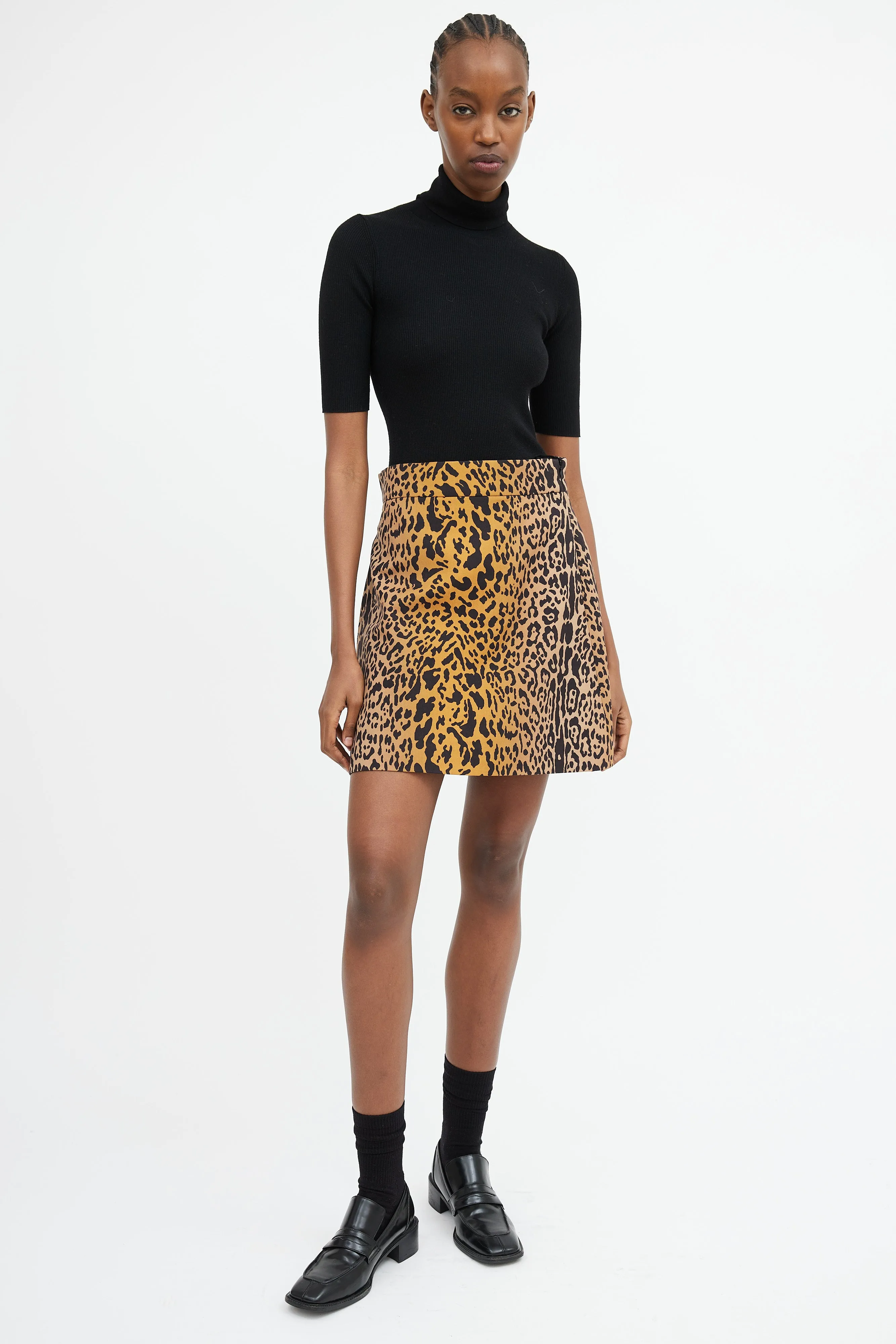 Brown & Black Printed A-Line Skirt