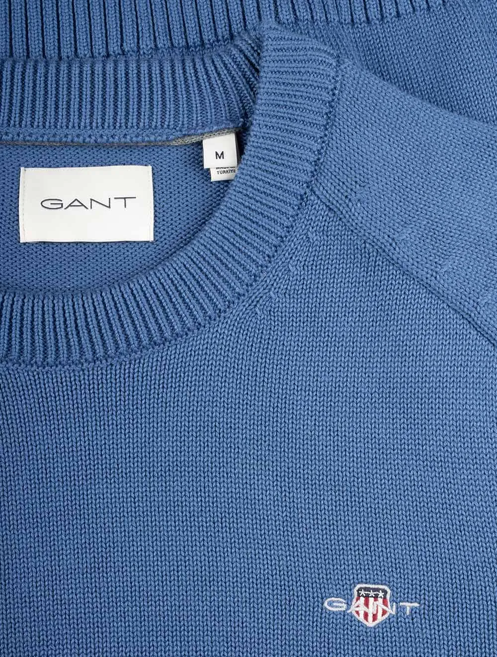 Casual Cotton Saddle Crew Neck Vintage Blue