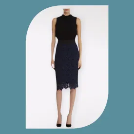 Coast Tullah Black & Navy Lace Top & Skirt Set UK 12 US 8 EU 40