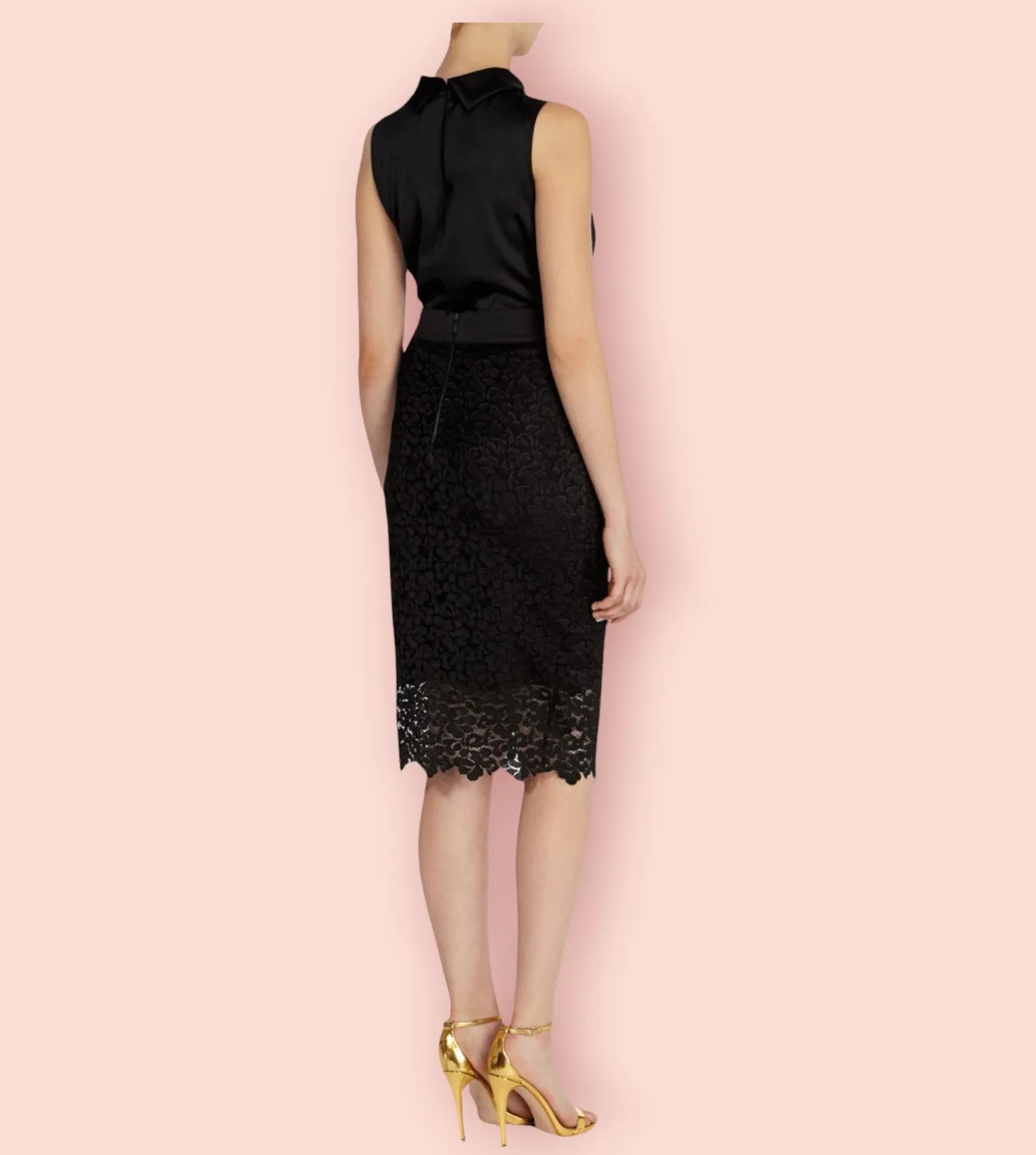 Coast Tullah Black & Navy Lace Top & Skirt Set UK 12 US 8 EU 40