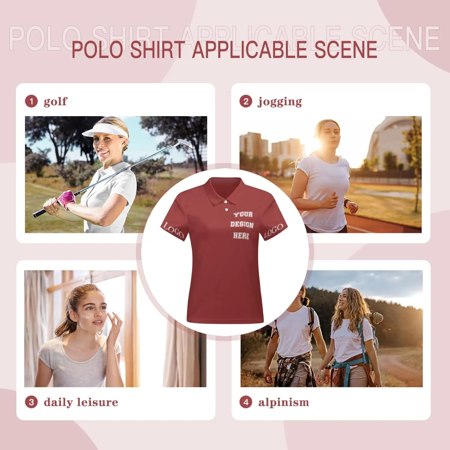 Custom Polo Shirt for Women Your Design Here Personalized Polo Shirt Short Sleeve T-Shirt for Sports