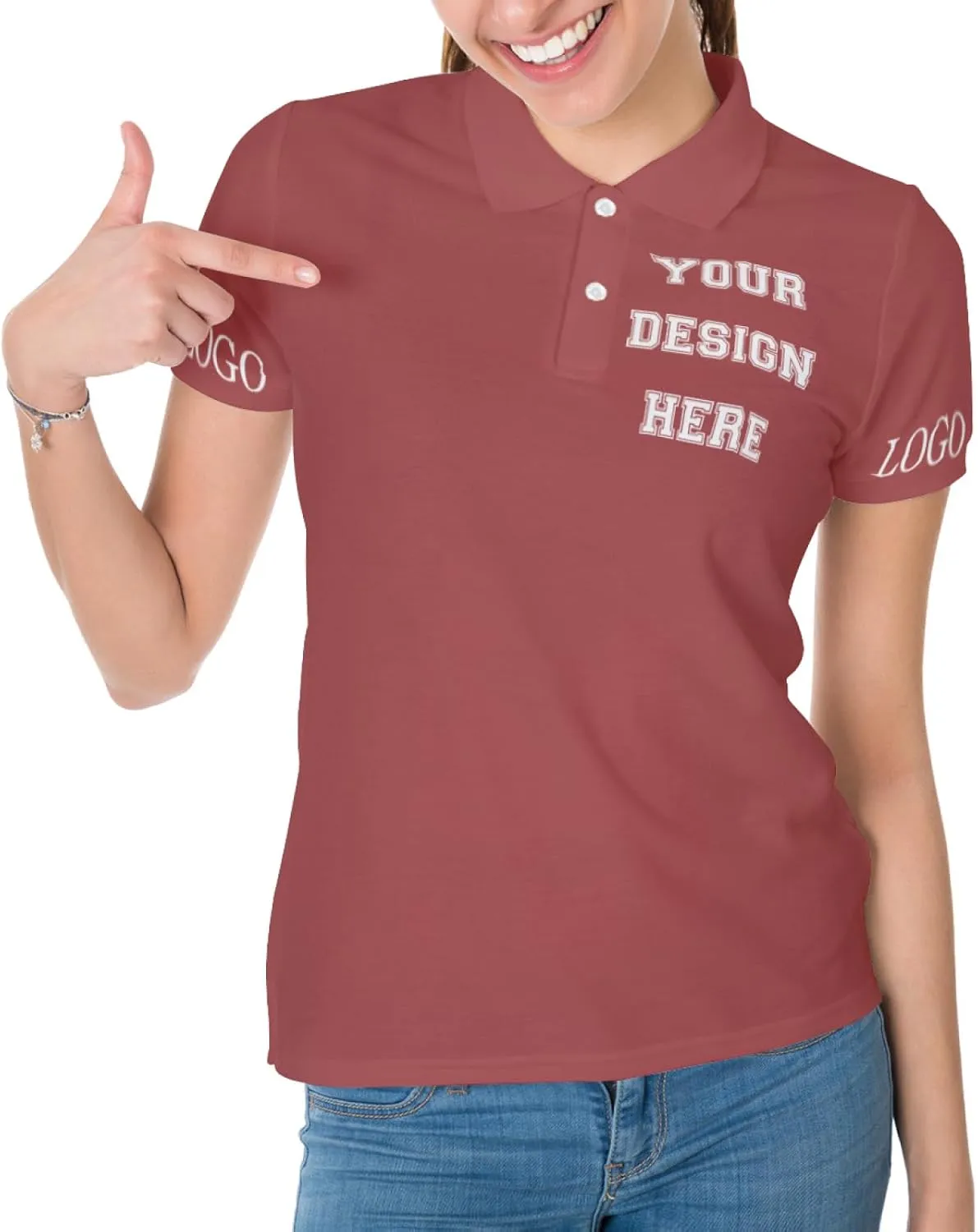 Custom Polo Shirt for Women Your Design Here Personalized Polo Shirt Short Sleeve T-Shirt for Sports