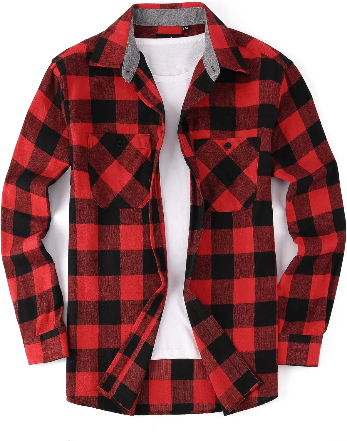 Esabel.C Mens Flannel Shirt Regular Fit Long Sleeve,Casual Button Down Plaid Flannel Shirt for Men