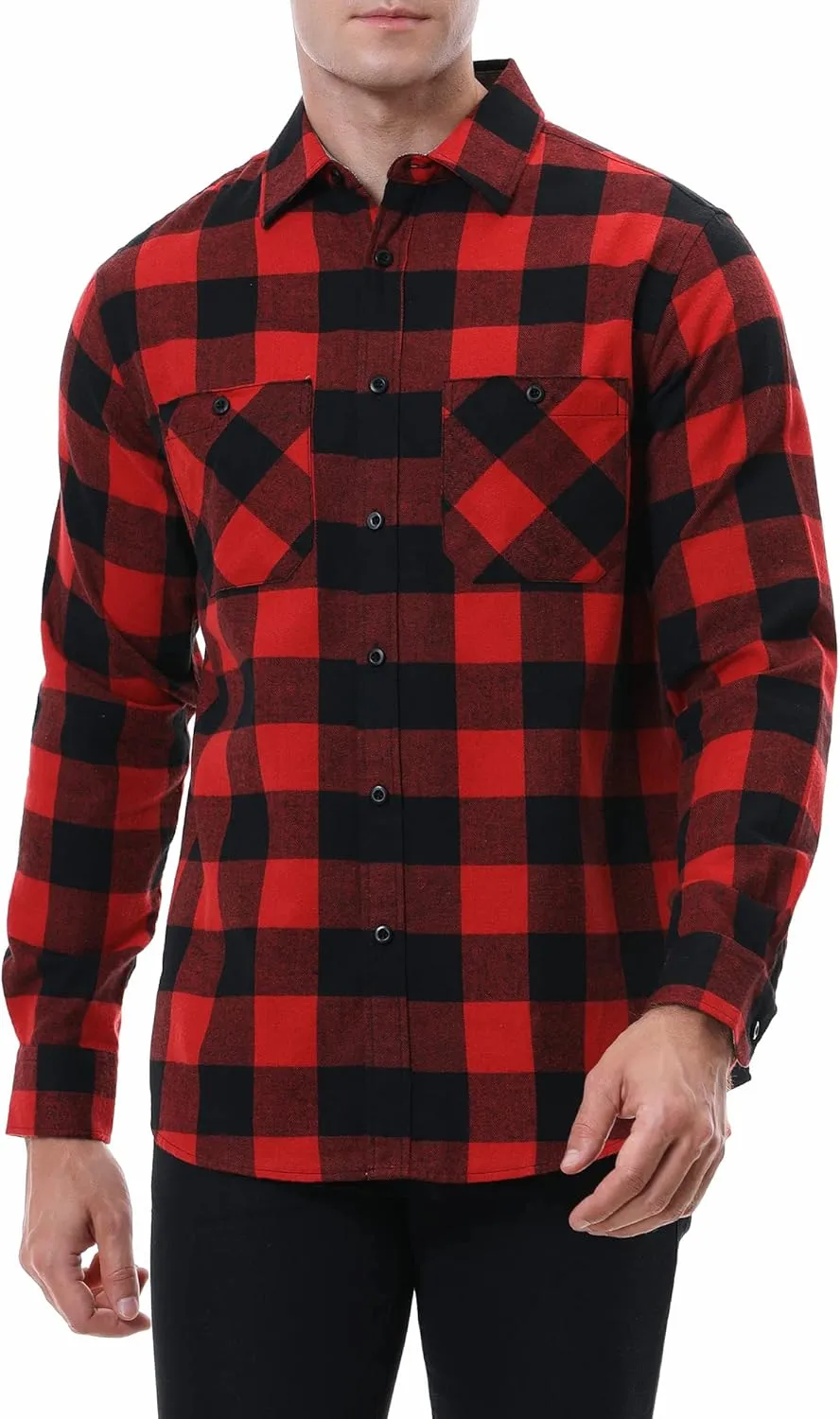 Esabel.C Mens Flannel Shirt Regular Fit Long Sleeve,Casual Button Down Plaid Flannel Shirt for Men