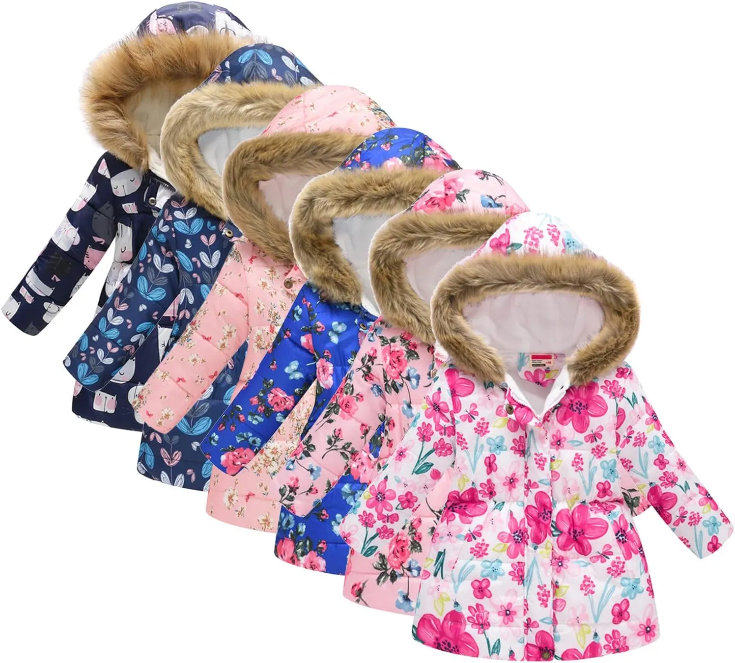 Girls' Long Winter Coat Heavyweight Hooded Puffer Jacket Kids Sherpa Lined Insulated Parka with Faux Fur Down Coat