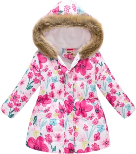 Girls' Long Winter Coat Heavyweight Hooded Puffer Jacket Kids Sherpa Lined Insulated Parka with Faux Fur Down Coat