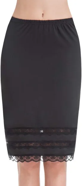 Half Slips for Women Underskirt Dress Extender Lace Trim Knee Length Midi Skirt 19-26" Length
