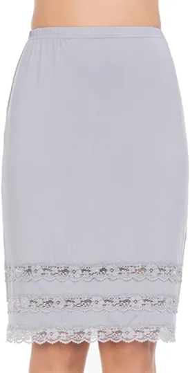 Half Slips for Women Underskirt Dress Extender Lace Trim Knee Length Midi Skirt 19-26" Length