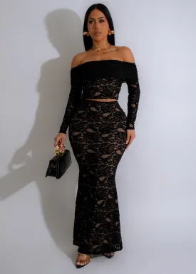 In Your Dreams Lace Skirt Set Black In Your Dreams Lace Skirt Set Black