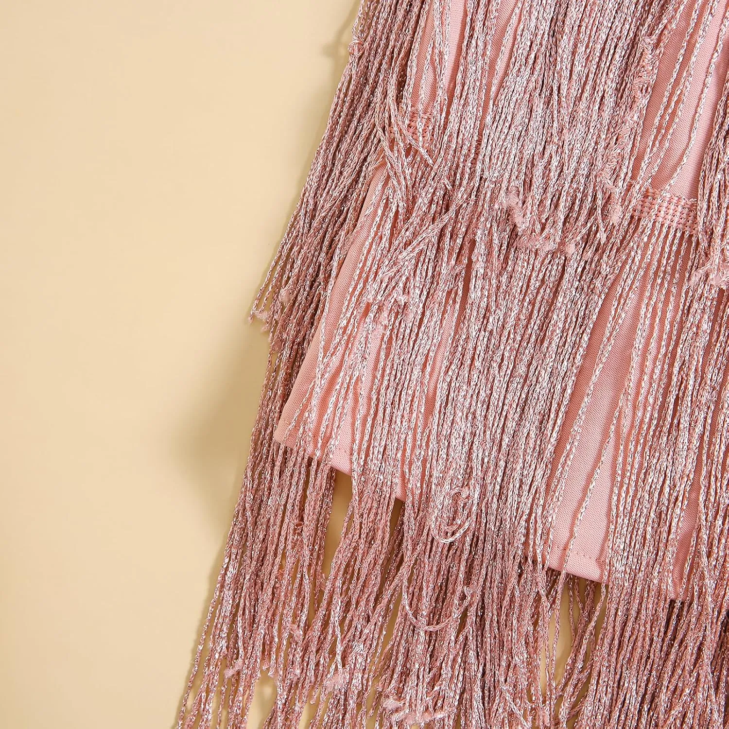 Little Kids Girls Sparkly Tassels Dress Sleeveless Square Neck Sequin Fringe Layer Zip Back Summer Party Latin Dresses