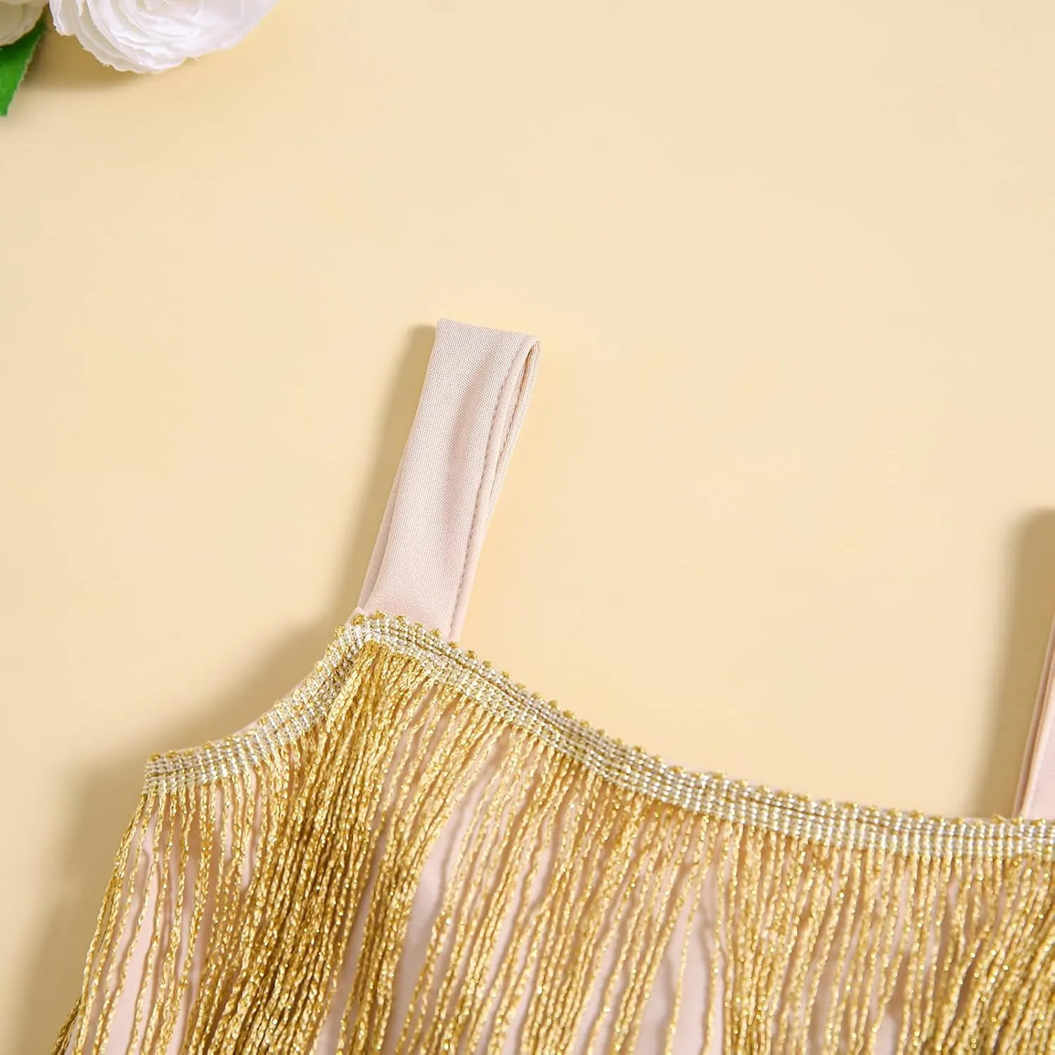 Little Kids Girls Sparkly Tassels Dress Sleeveless Square Neck Sequin Fringe Layer Zip Back Summer Party Latin Dresses