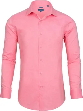 Men's Dress Shirt Long Sleeve Stretch Wrinkle-Resistant Formal Shirt Business Casual Heather Button Down Shirts