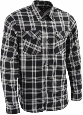 Milwaukee Leather MNG11646 Men's Flannel Plaid Shirt Black and White Long Sleeve Cotton Button Down Shirt