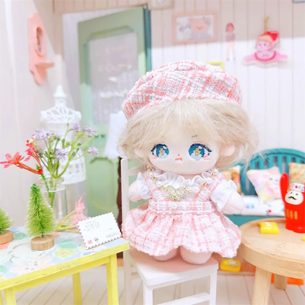 niannyyhouse 10cm~15cm Plush Doll Clothes Berets Suspender Skirt White Shirt Accessories Doll Dress Up