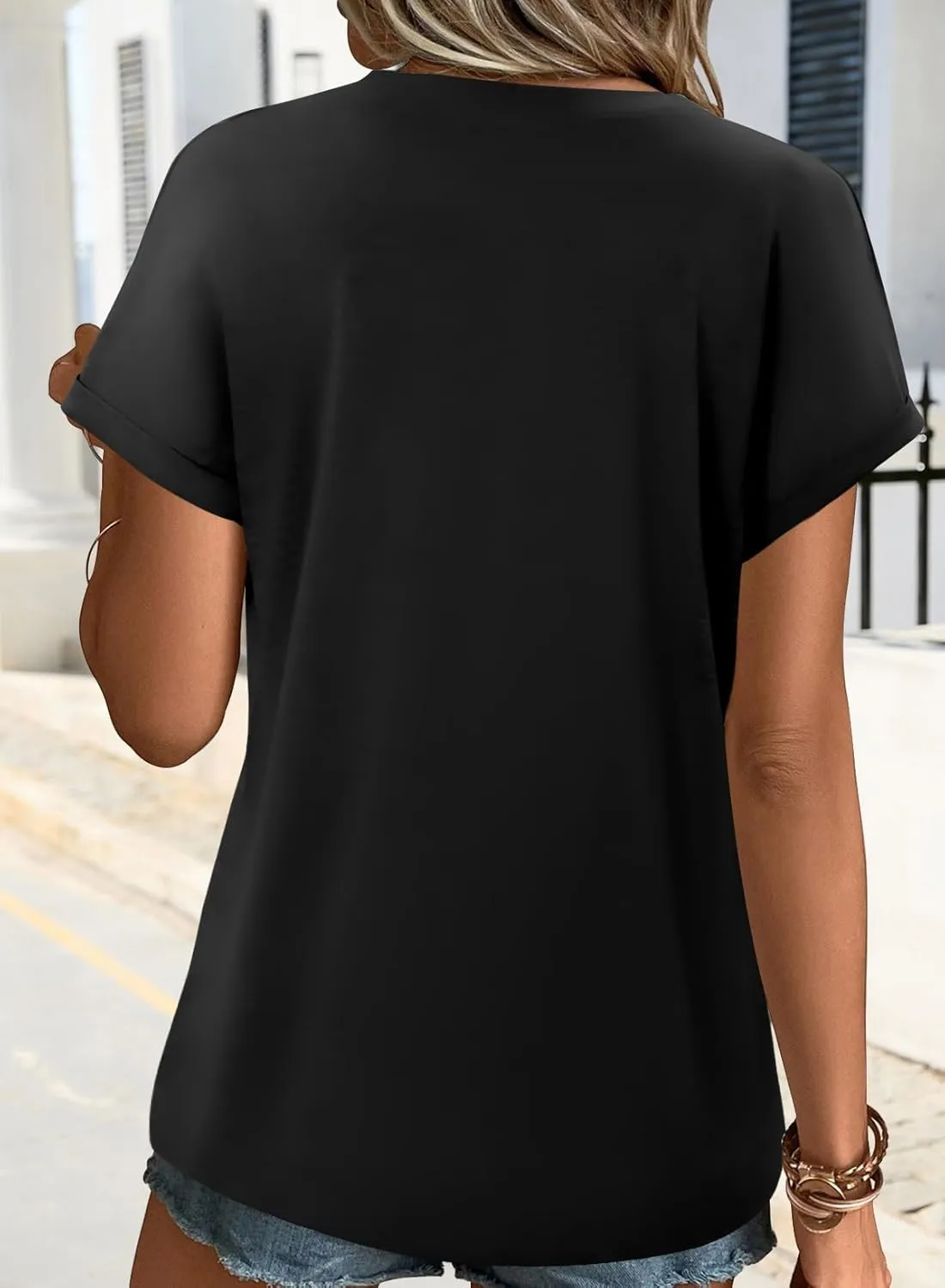onlypuff Casual Womens Top Short Sleeve Summer Shirts Cute Tee Shirt Loose Tunic Top 2025 Fashion Trendy