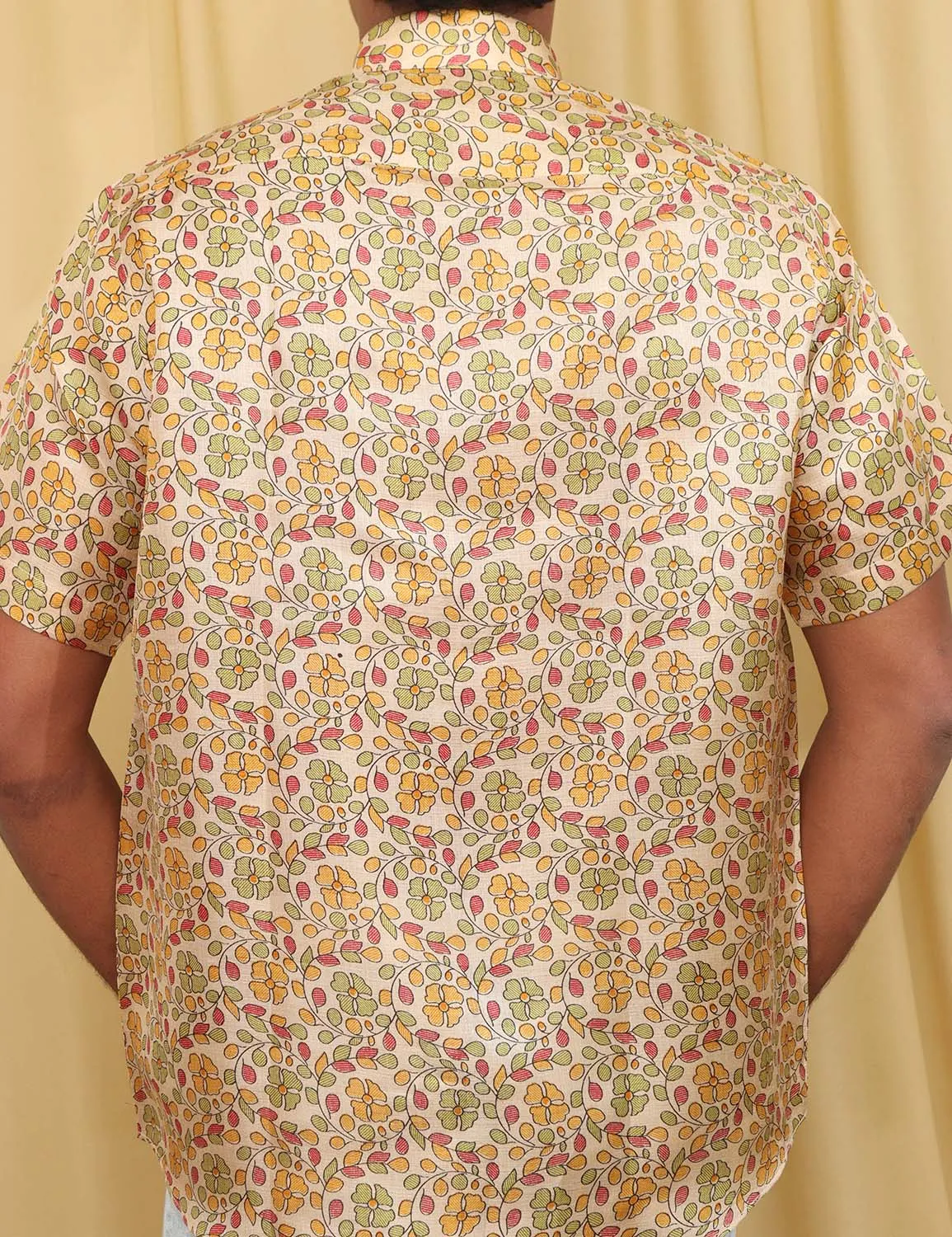 Pastel Madhubani Print Semi Tussar Silk Shirt