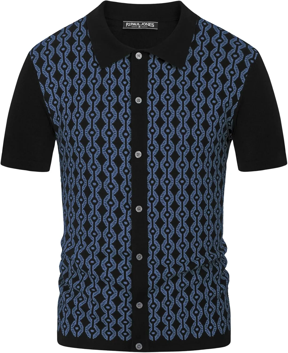 PJ PAUL JONES Men's Contrast 70s Vintage Polo Shirts Short Sleeve Knitwear