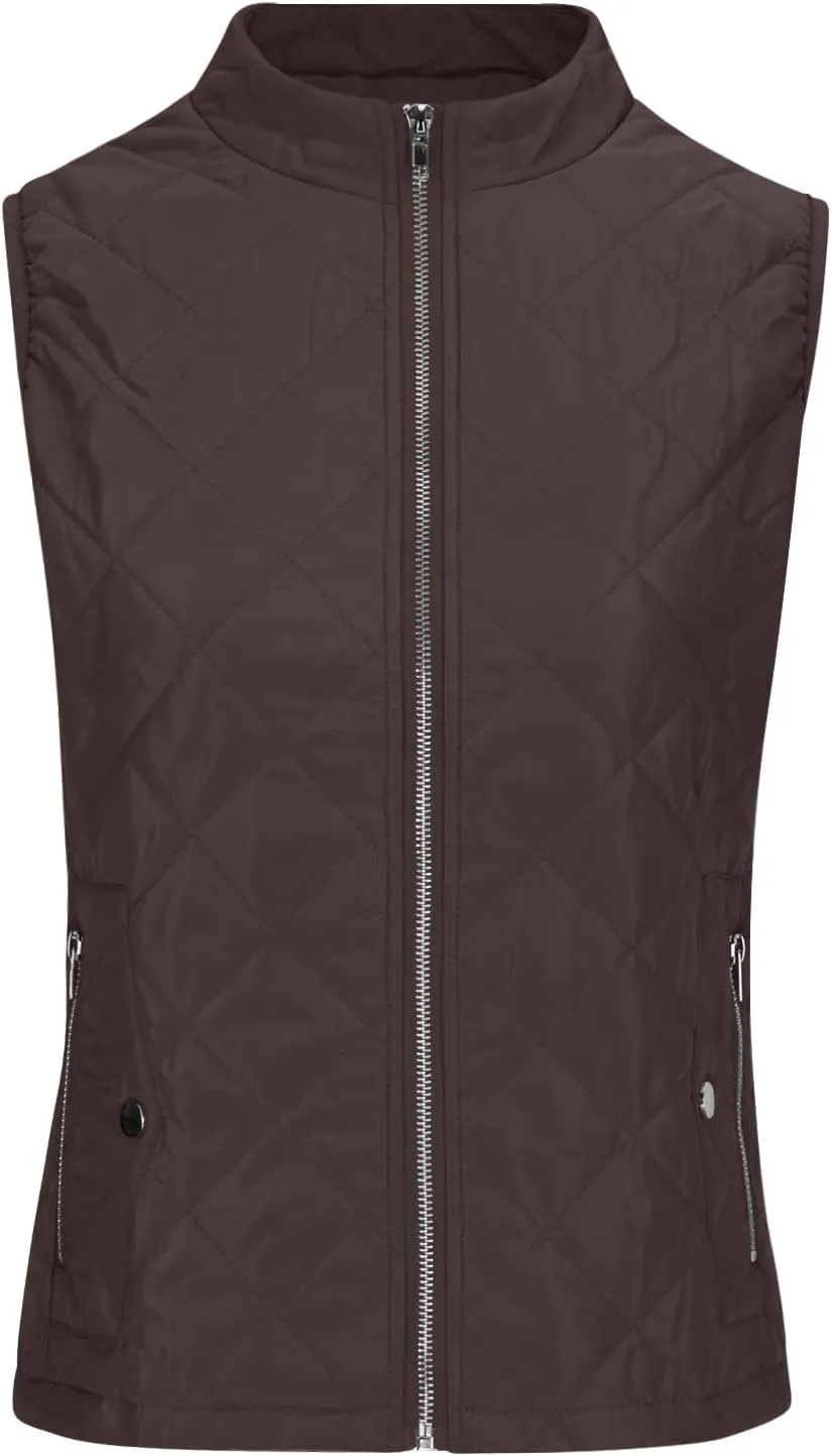 Puffer Vest Women Stand Collar Lightweight Gilet Quilted Zip Vest Sleeveless Winter Down Jackets Warm Vests Outerwear
