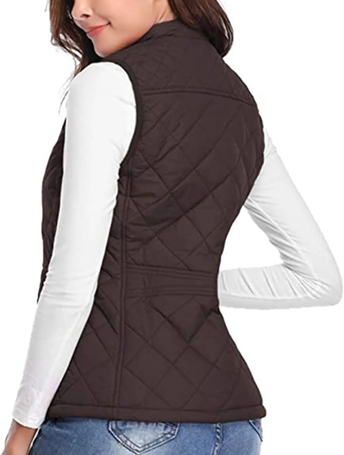 Puffer Vest Women Stand Collar Lightweight Gilet Quilted Zip Vest Sleeveless Winter Down Jackets Warm Vests Outerwear