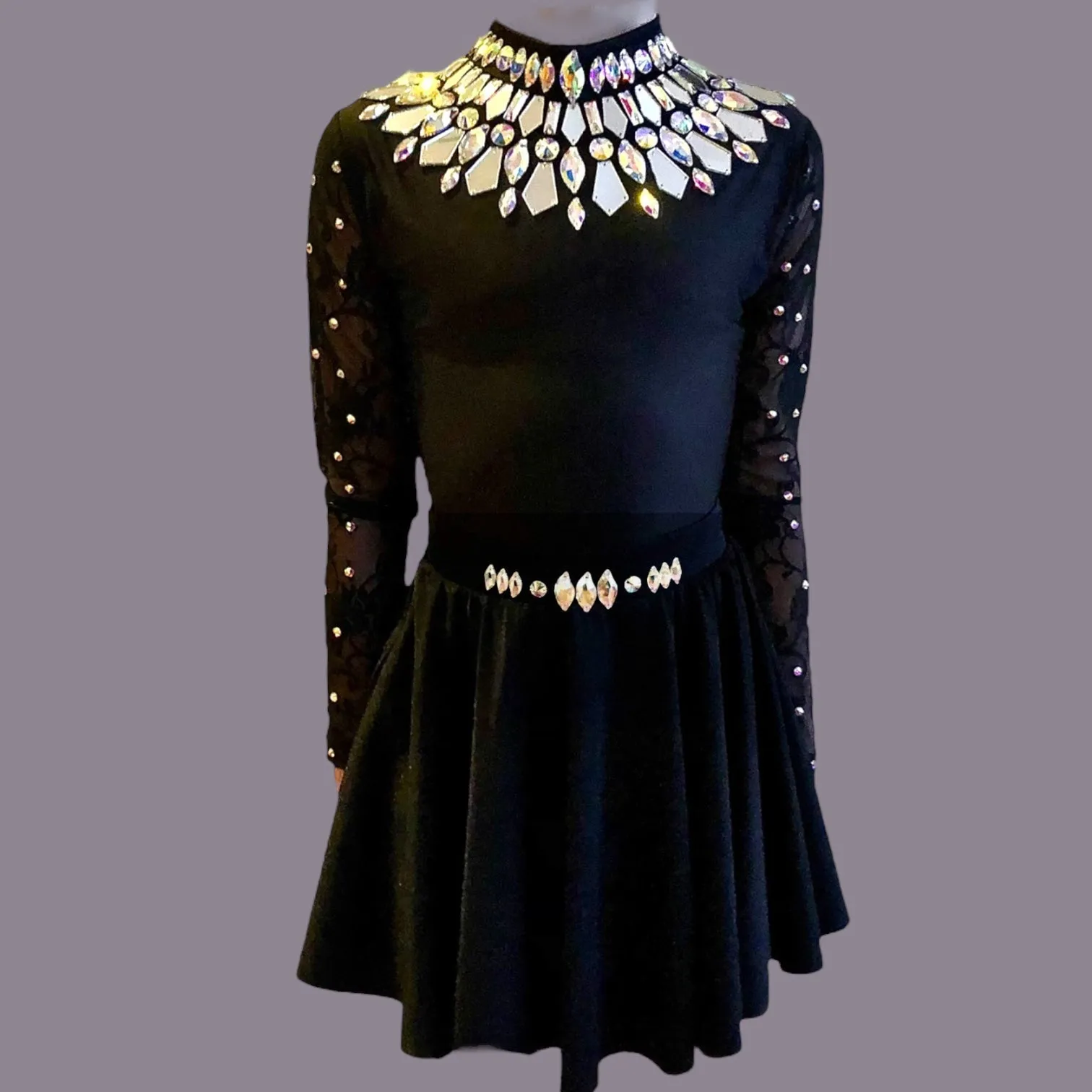 "AURORA" Lace Sleeve Leotard Costume Set /Irish Dance Dress