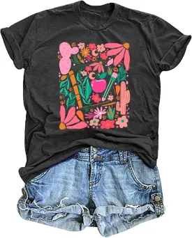 Teacher Shirts Women: Retro Floral Teach Shirt Teacher Life T-Shirt Casual Inspirational Tops
