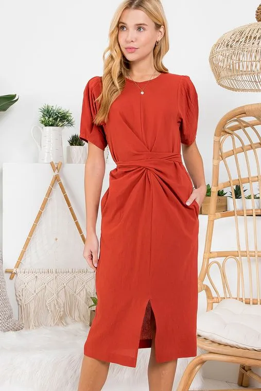 Tie Front/Back Midi Dress