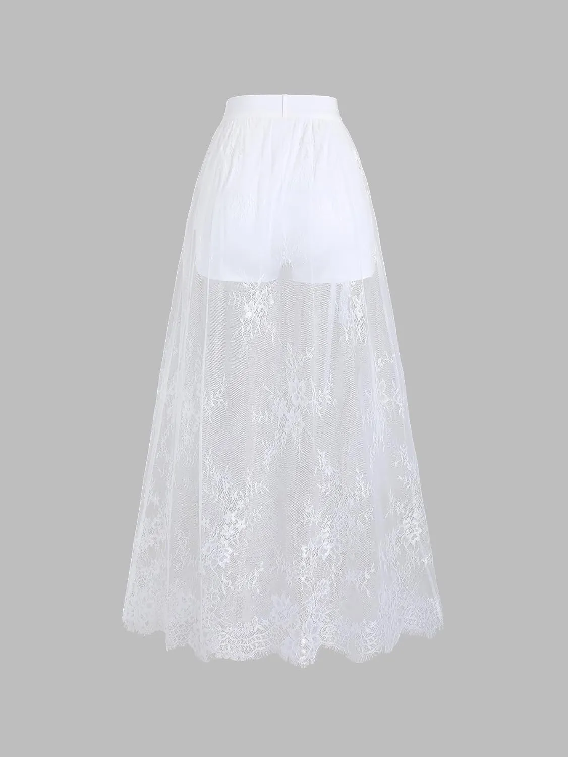 Verdusa Women's Lace Maxi Skirts Flowy Mesh Festival Outfit Rave Beach Vacation Long Skirt