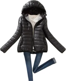Winter Jackets for Women Trendy Warm Lightweight Puffer Coats Solid Quilted Full Zip Down Outerwear with Hood Winter Jackets for Women Trendy Warm Lightweight Puffer Coats Solid Quilted Full Zip Down Outerwear with Hood
