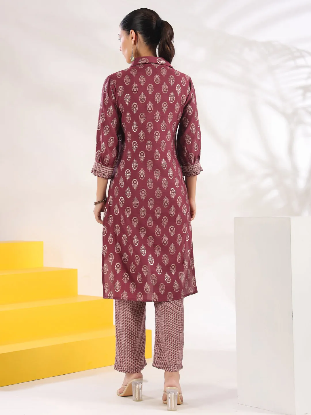 Women Purple Muslin Silk Co-Ord Set