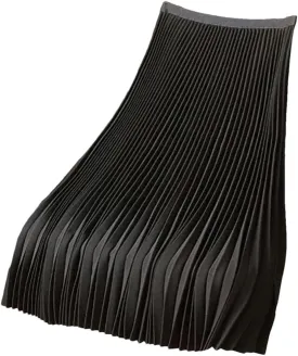 Women Wide Elastic Waistband High Waist Pleated A-Line Skirt Smooth Satin Long Skirt