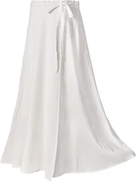 Womens Linen Skirt Elastic Waist A-Line Maxi Skirt with Pockets