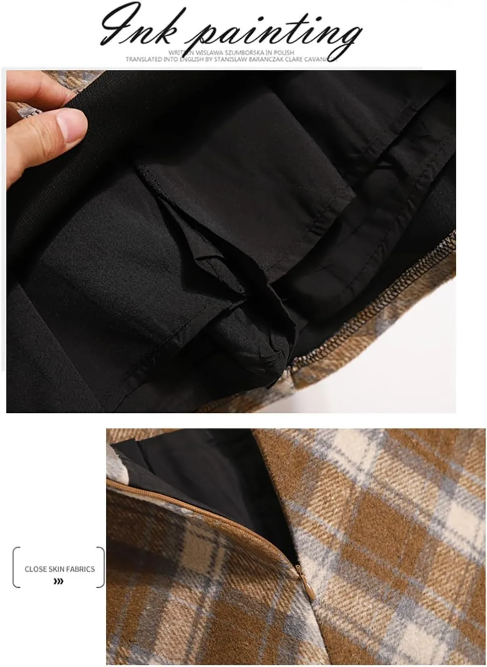 Women's Plaid Elastic Waist Skirt High Waisted Vintage A-line Pleated Skirt