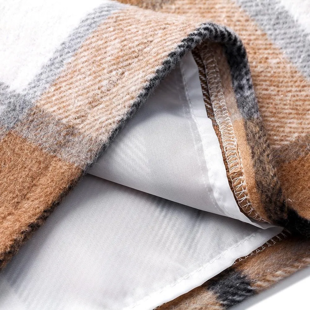 Womens Wool Plaid Mini Skirt Fall Winter High Waisted A Line Bodycon Pencil Skirt